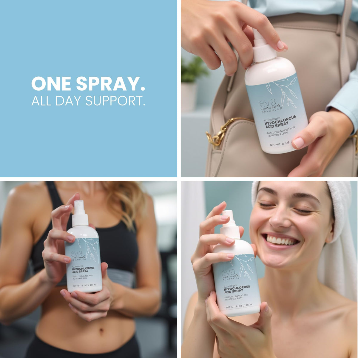 Eva Naturals droplet on fingertip showing water-based texture and non-greasy finish