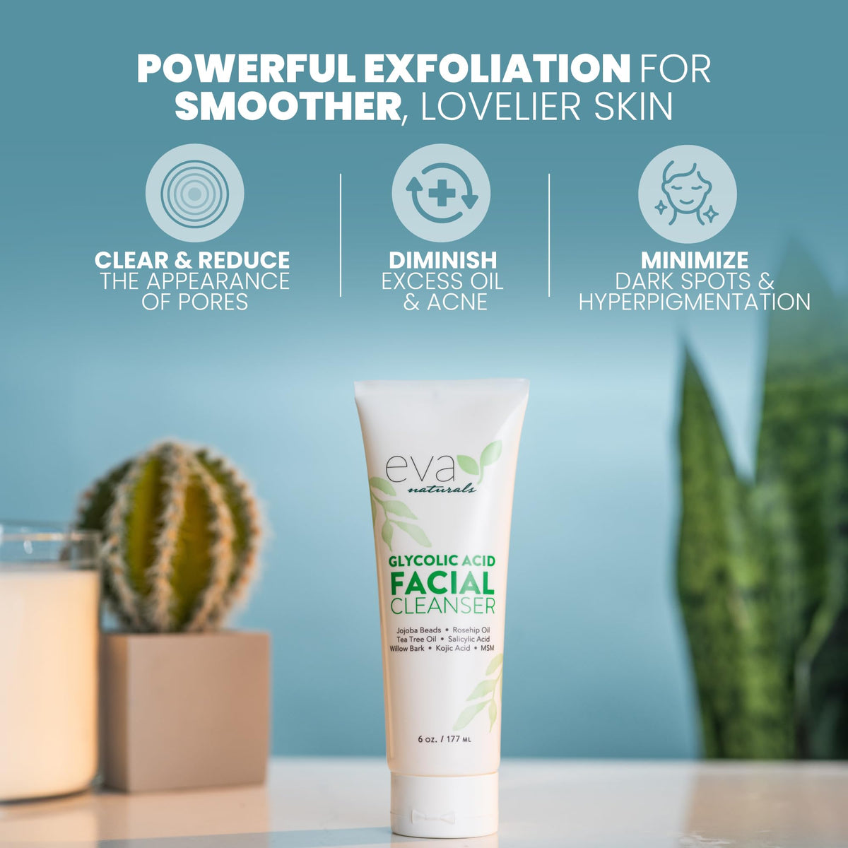 Eva Naturals gel texture close-up highlighting gentle exfoliation