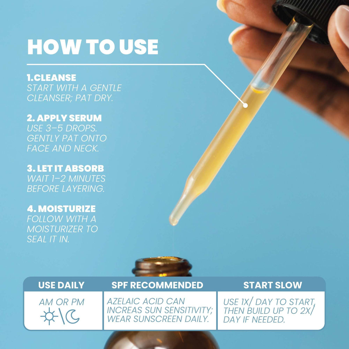 Eva Naturals lightweight serum texture on hand for quick absorption