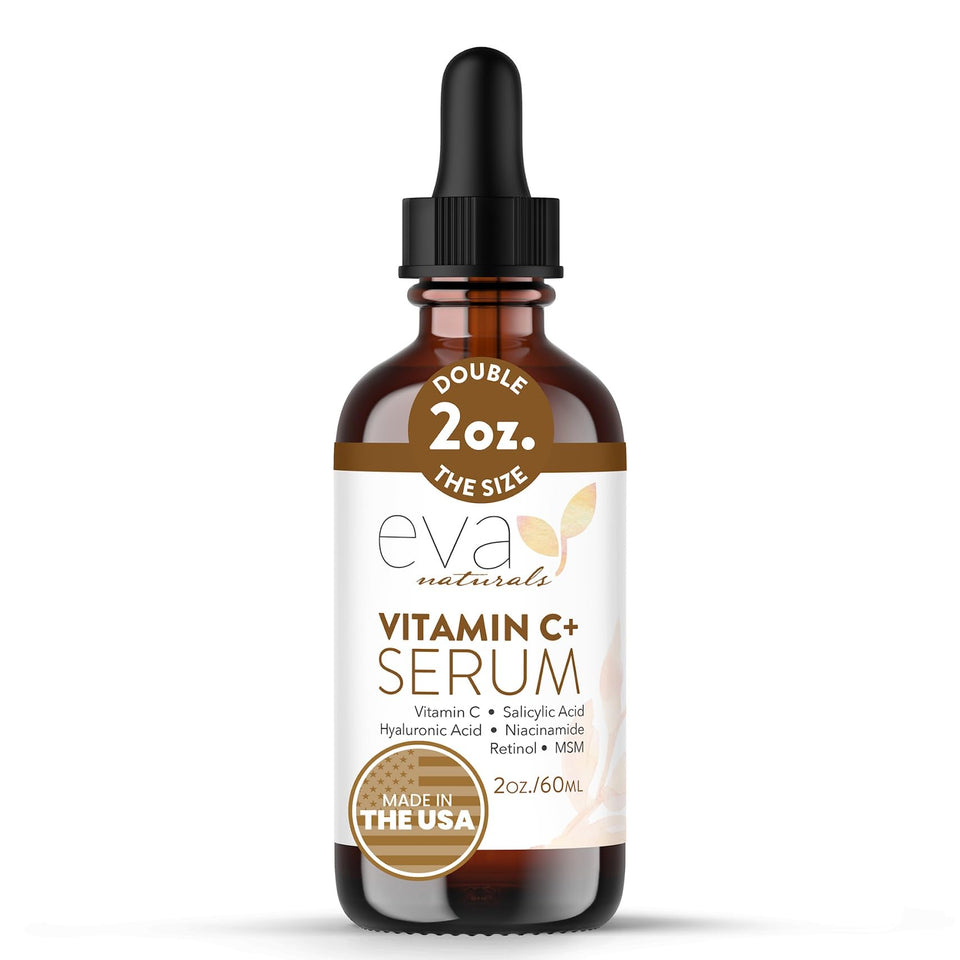 Eva Naturals front packaging showing bottle and brand, communicates trusted cosmetic care