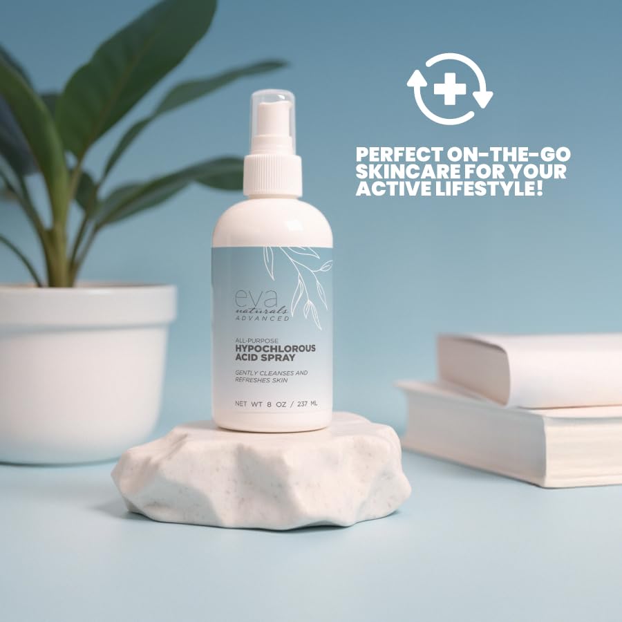 Eva Naturals lifestyle shot of user misting face showing instant cooling comfort