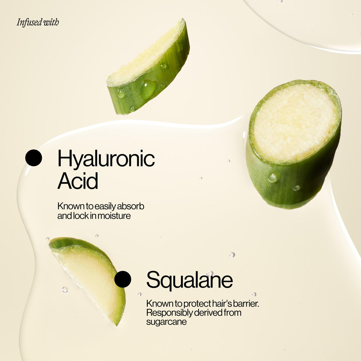 EVA·NYC hyaluronic acid and squalane ingredient visual emphasizing moisture retention