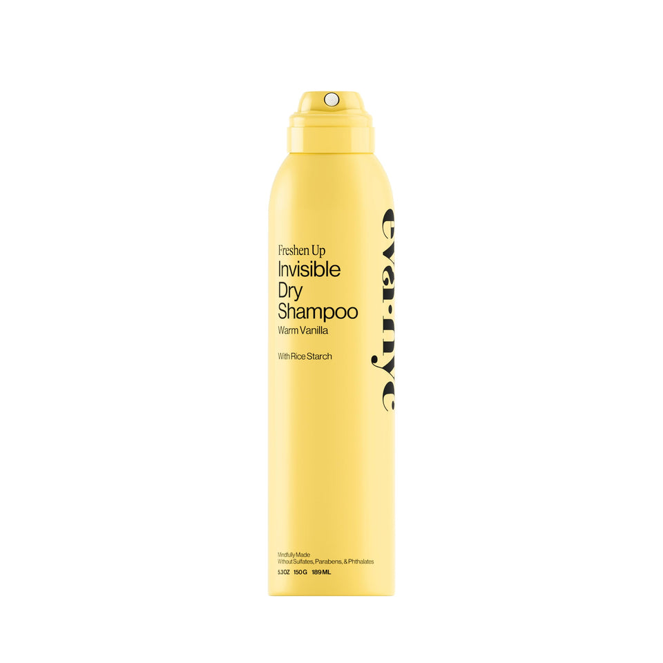EVA·NYC dry shampoo front view showing can and warm vanilla scent benefit