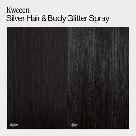 EVA·NYC glitter texture closeup highlighting biodegradable silver sparkle