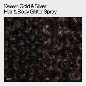 EVA·NYC close texture view of gold glitter mist showing fine particles and non-sticky finish