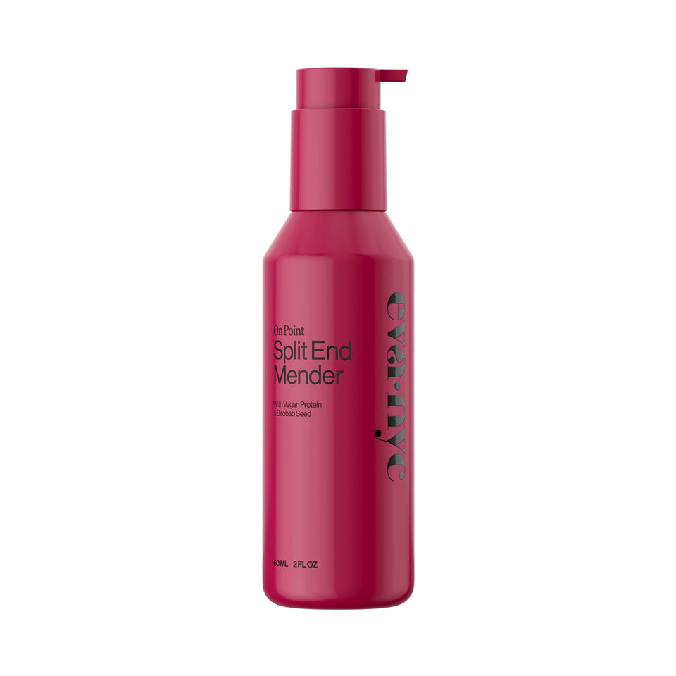 Eva NYC front packaging showing the travel-size split ends serum and benefits