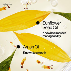 Argan nuts and sunflower seeds near EVA·NYC bottle showing nourishing ingredients