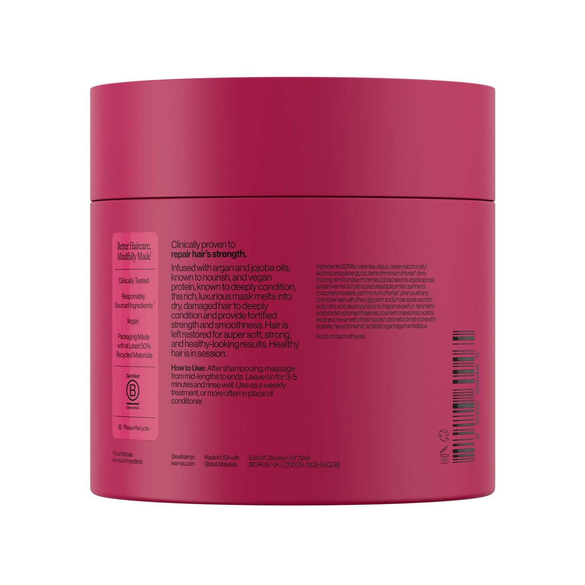 EVA·NYC open jar revealing creamy mask texture for deep hydration