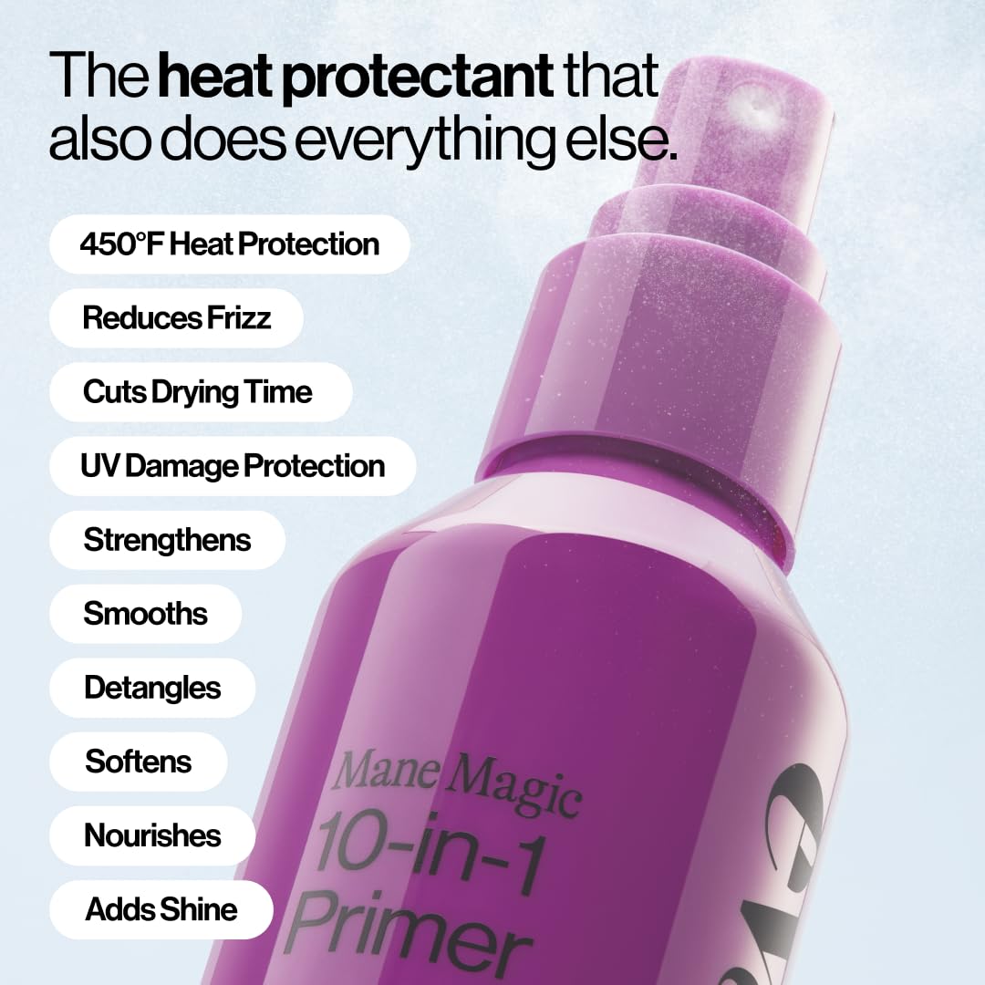 EVA·NYC spray being applied to damp hair for heat protection