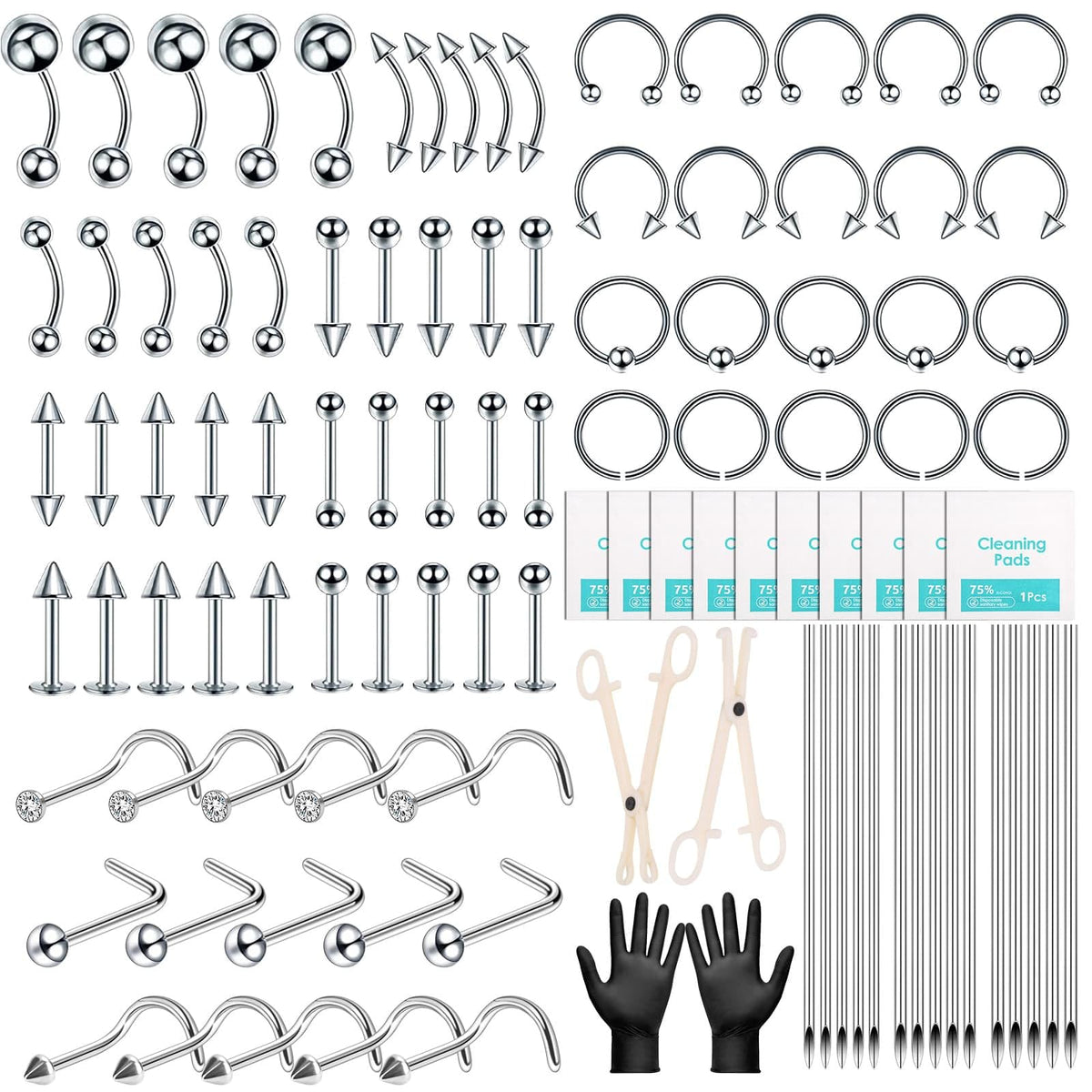 Evatage front packaging showing full piercing kit and organized components