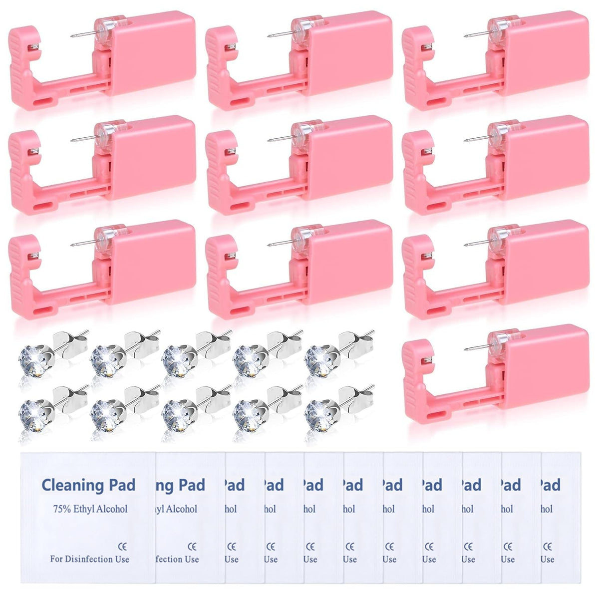 Evatage front view of boxed piercing kit showing contents and compact case benefit