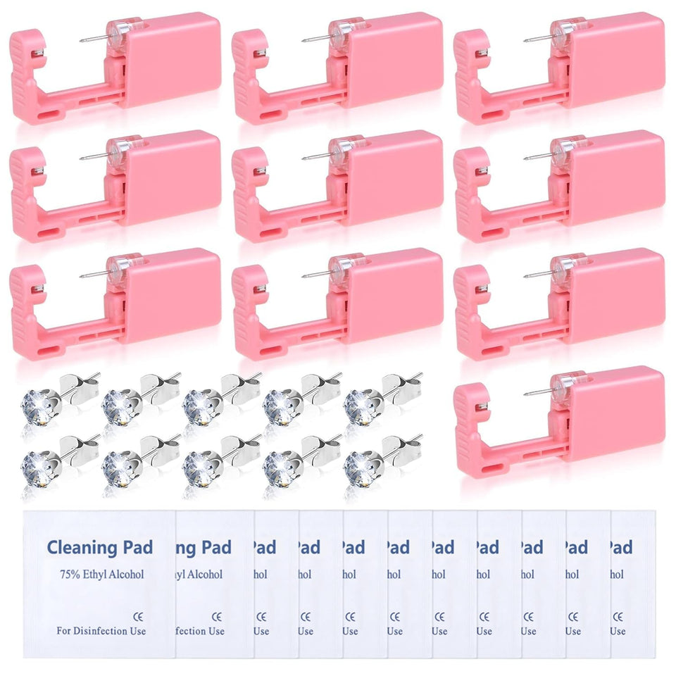 Evatage front view of boxed piercing kit showing contents and compact case benefit