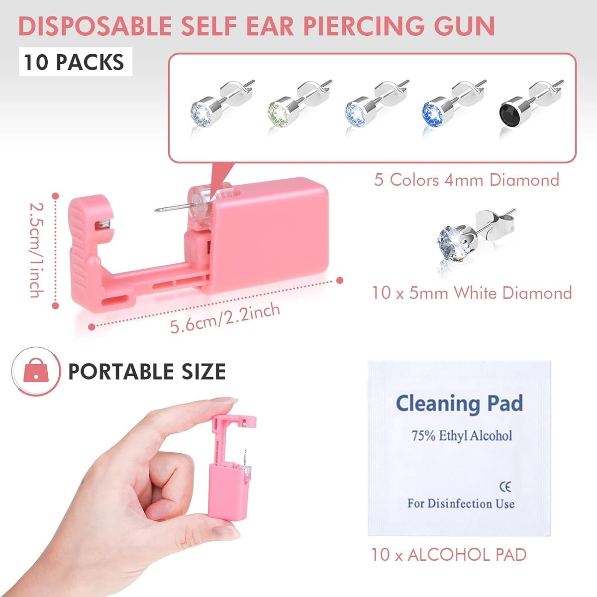 Evatage piercing gun in use on earlobe demonstrating precise placement benefit