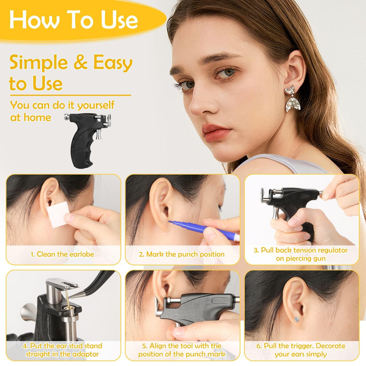 Evatage stainless steel studs layout with multiple sizes for versatile piercing