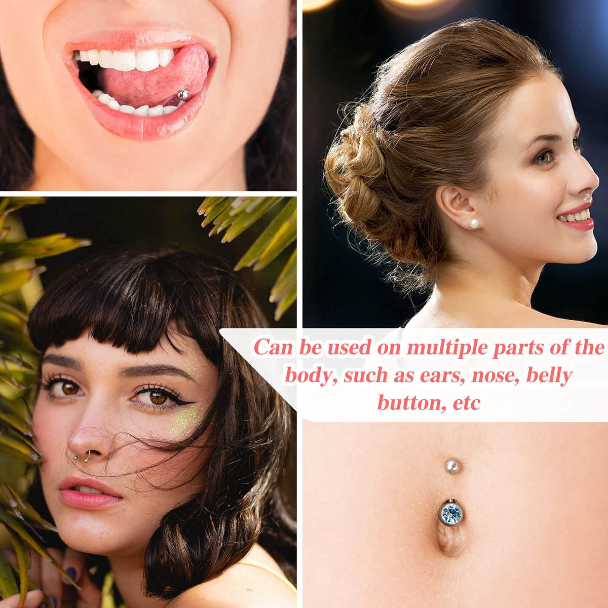 Evatage assorted studs by size and color to match any piercing style