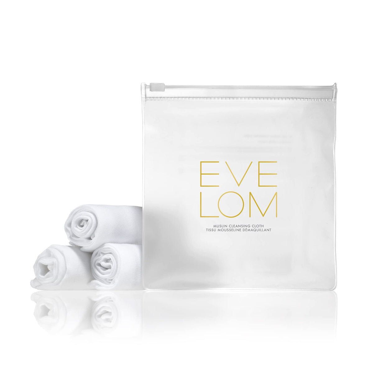 EVE LOM cloth close-up highlighting woven muslin texture for mild exfoliation