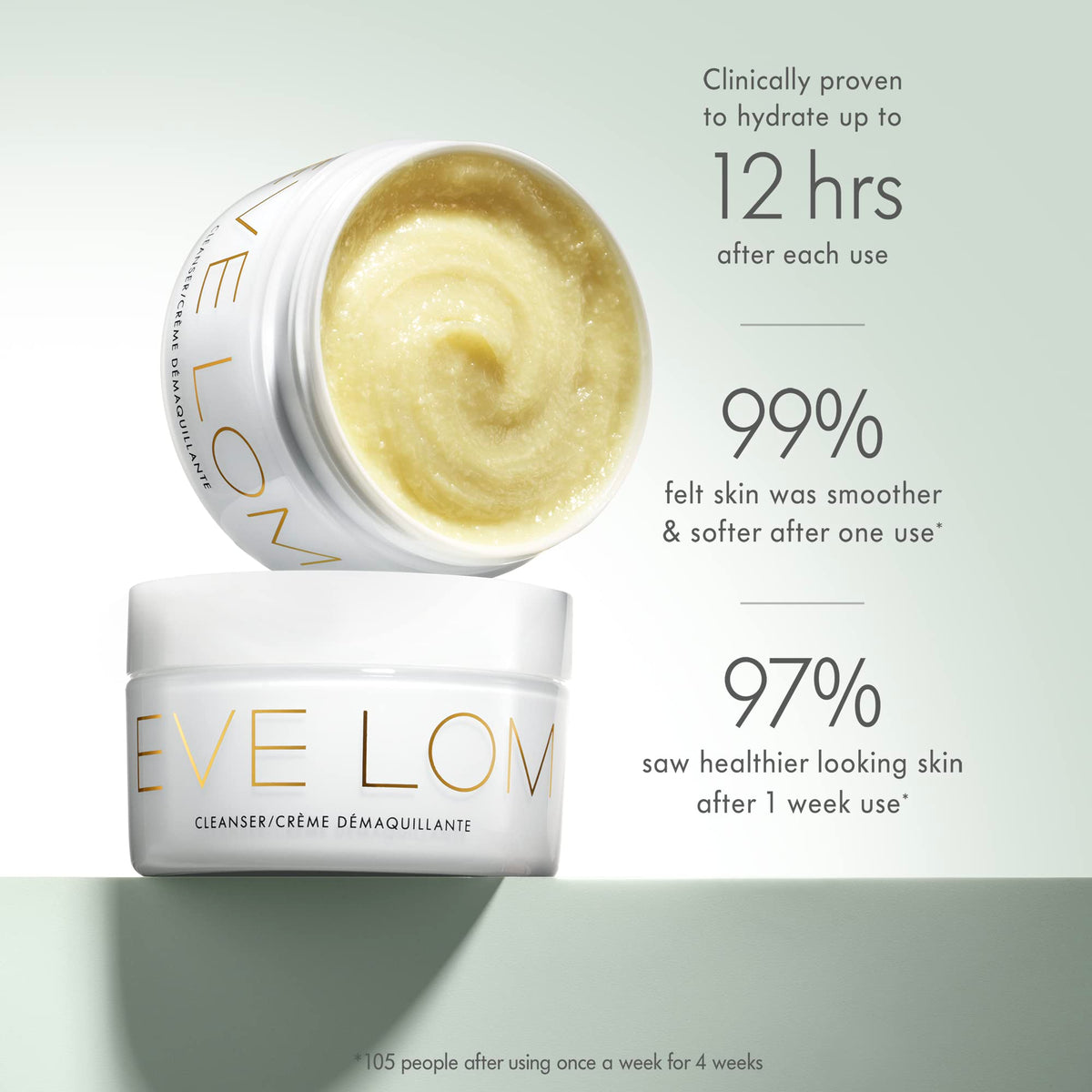 EVE LOM 100 ml jar beside everyday items to show size and travel convenience