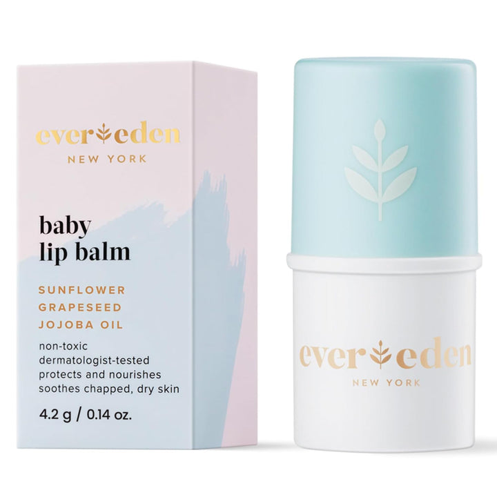 Evereden baby lip balm front packaging showing compact, travel-friendly design and clean branding