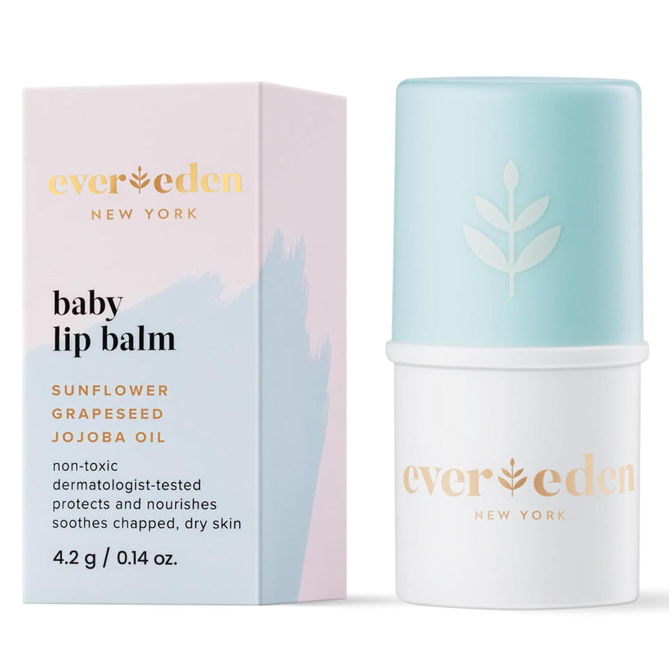 Evereden baby lip balm front packaging showing compact, travel-friendly design and clean branding