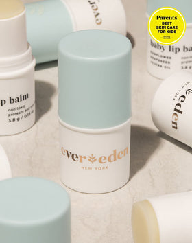 Evereden baby lip balm in gift box illustrating baby shower-ready presentation and safety