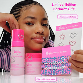 Evereden Barbie cream texture closeup on fingertip, smooth hydration without greasiness benefit