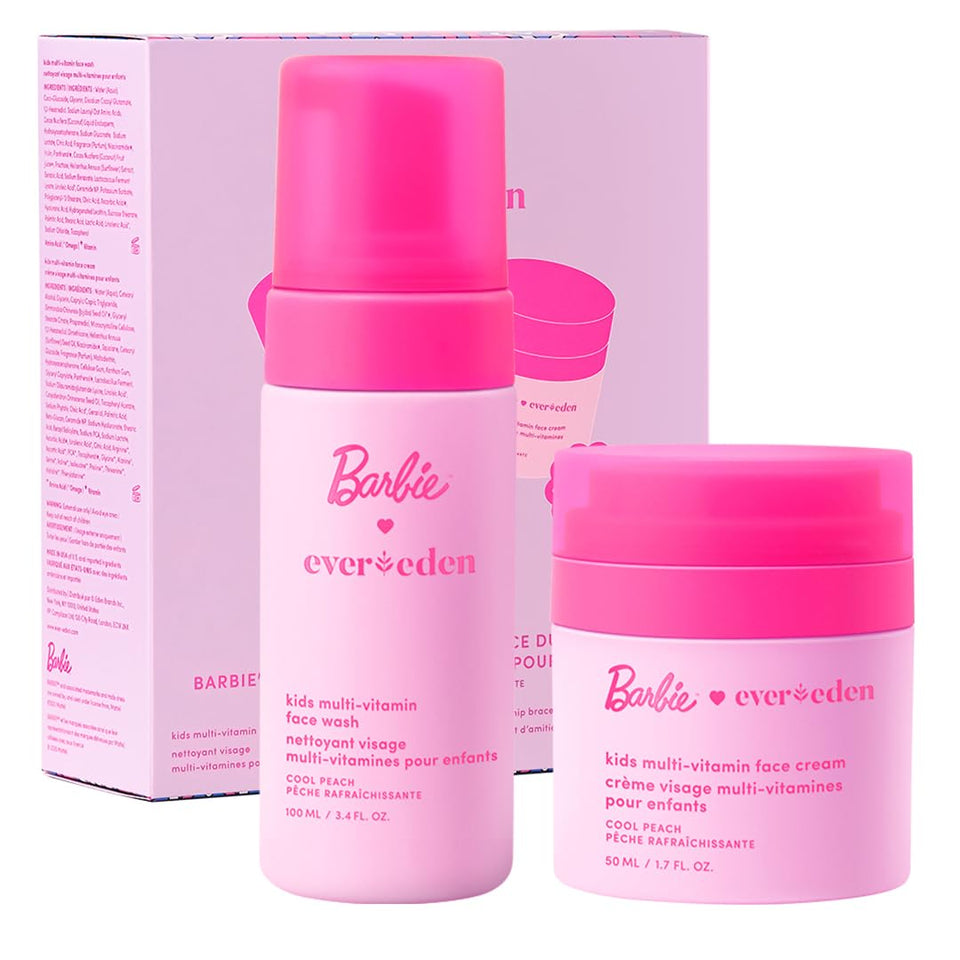 Evereden Barbie front packaging showing playful gift box and contents, encouraging routine