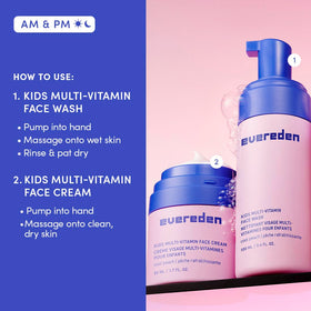 Evereden products displayed on bathroom shelf with peach decor, inviting daily routine benefit