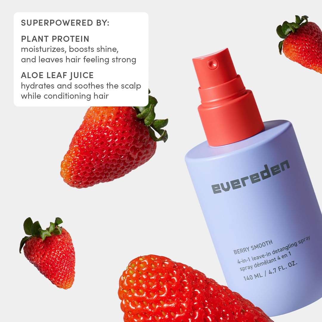 Evereden before and after combing comparison showing smoother hair after use