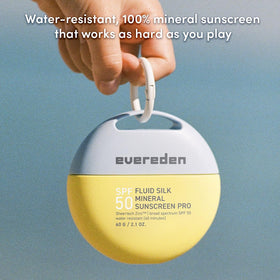 Evereden clip-on ring attached to backpack for convenient on-the-go reapplication