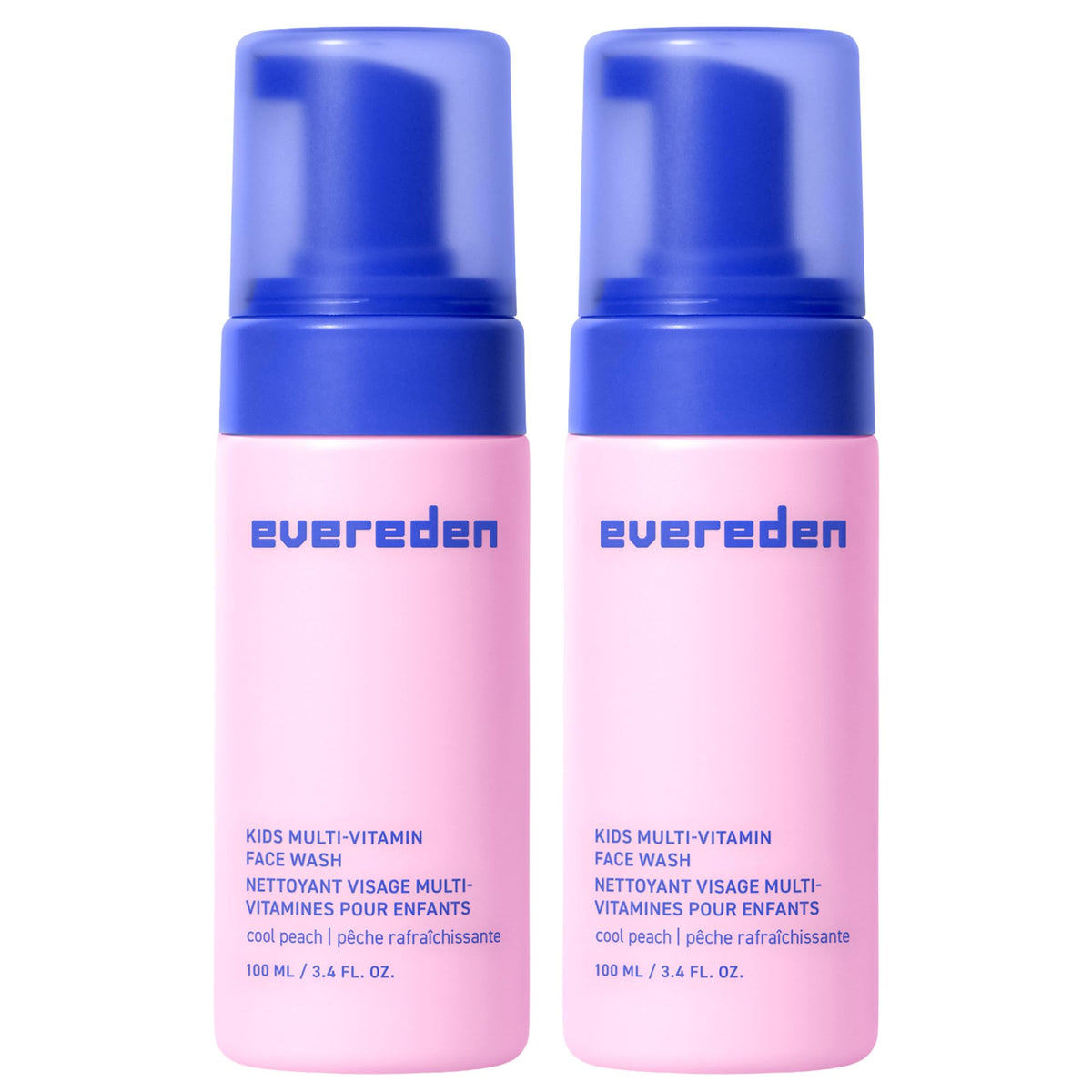 Evereden Cool Peach front label showing gentle kids cleanser benefits