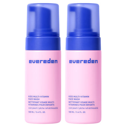 Evereden Cool Peach front label showing gentle kids cleanser benefits