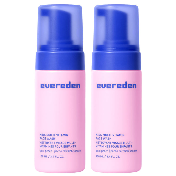 Evereden Cool Peach front label showing gentle kids cleanser benefits
