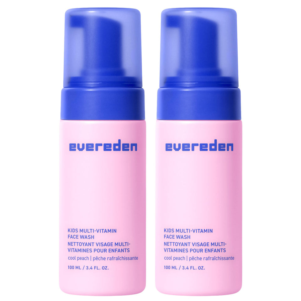 Evereden Cool Peach front label showing gentle kids cleanser benefits