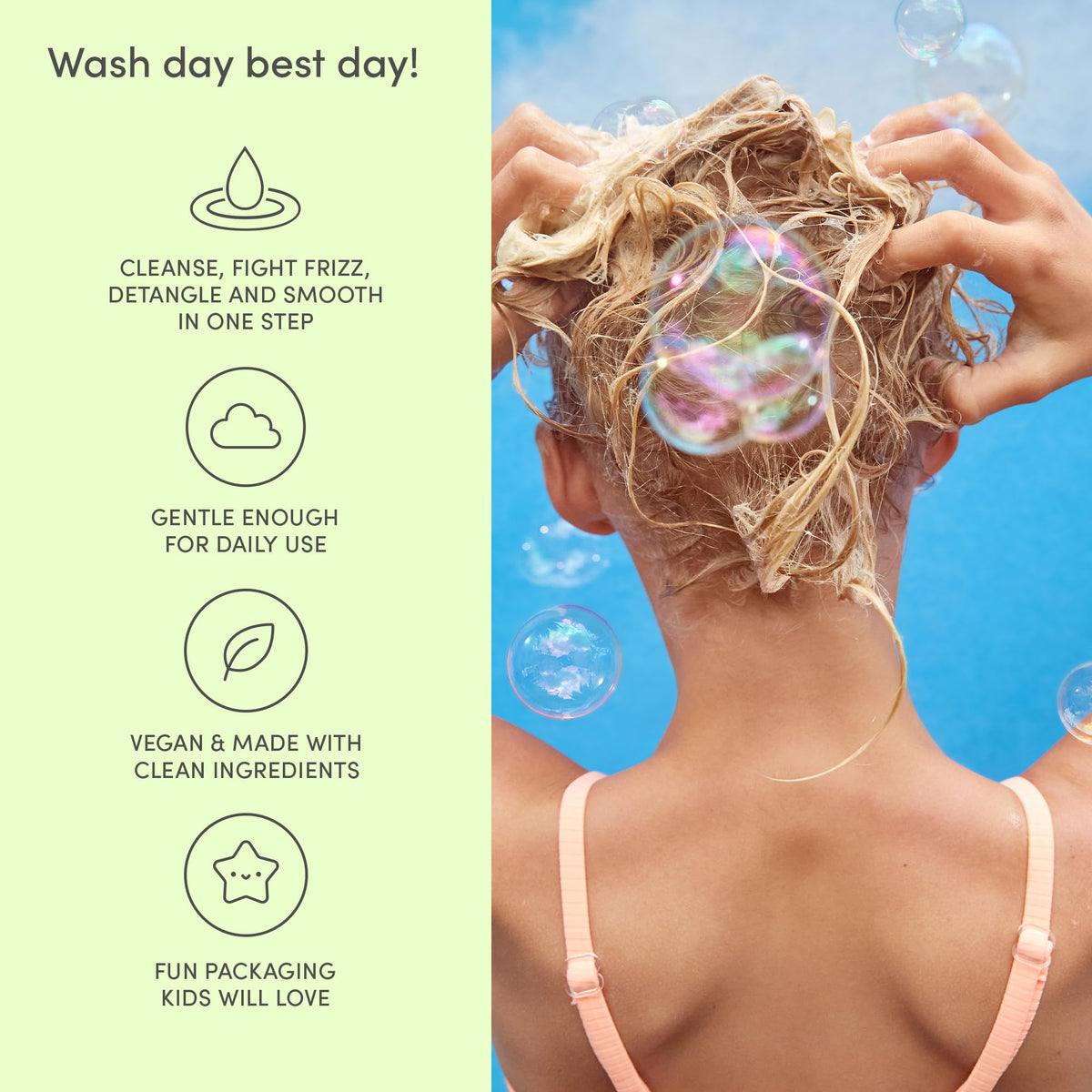 Evereden combed hair after wash showing smooth detangled results