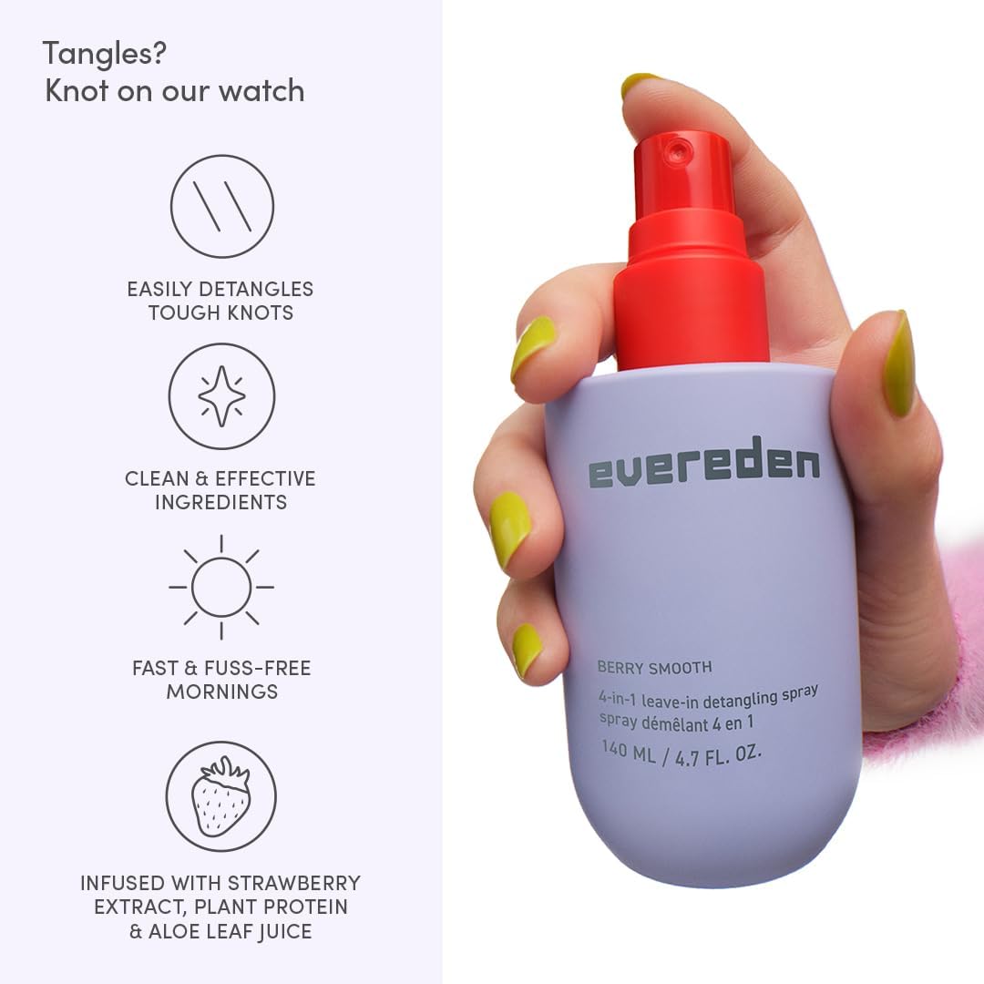 Evereden detangler used on child’s hair after bath, faster tangles removal and comfort