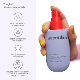 Evereden detangler used on child’s hair after bath, faster tangles removal and comfort