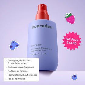 Evereden detangler mist on hand illustrating lightweight texture and hydration