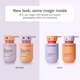 Evereden detangling shampoo pump closeup highlighting easy dispensing and gentle cleanse