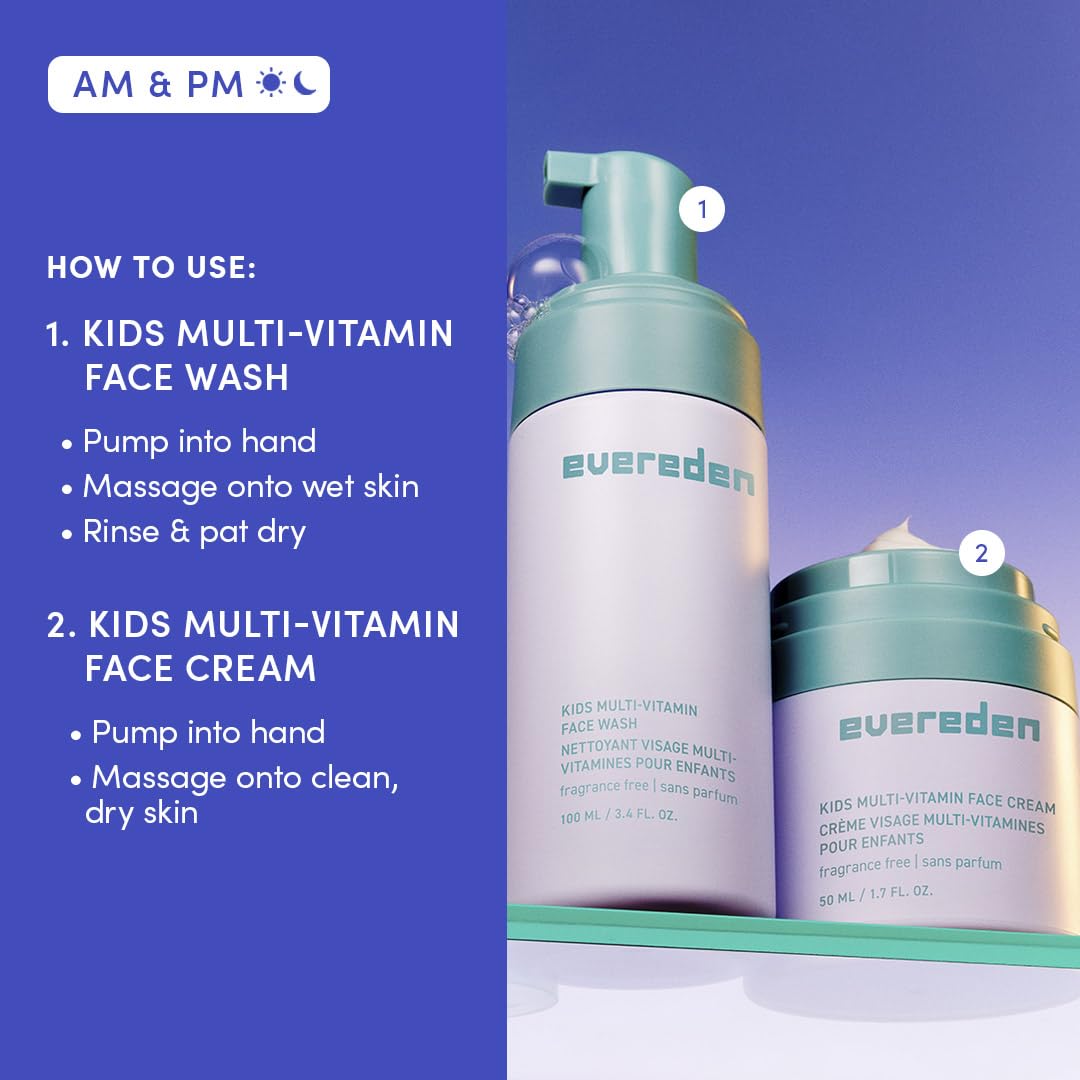 Evereden duo in use with child washing face illustrating gentle, effective cleansing