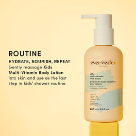 Evereden face wash and cream labels showing vitamin-rich care