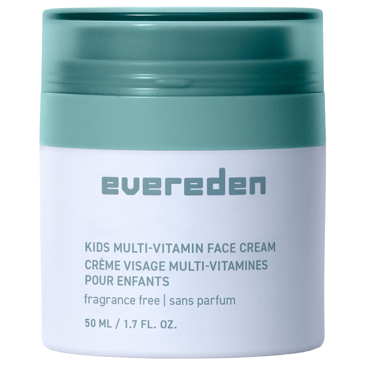 Evereden front packaging showing unscented kids face cream benefits