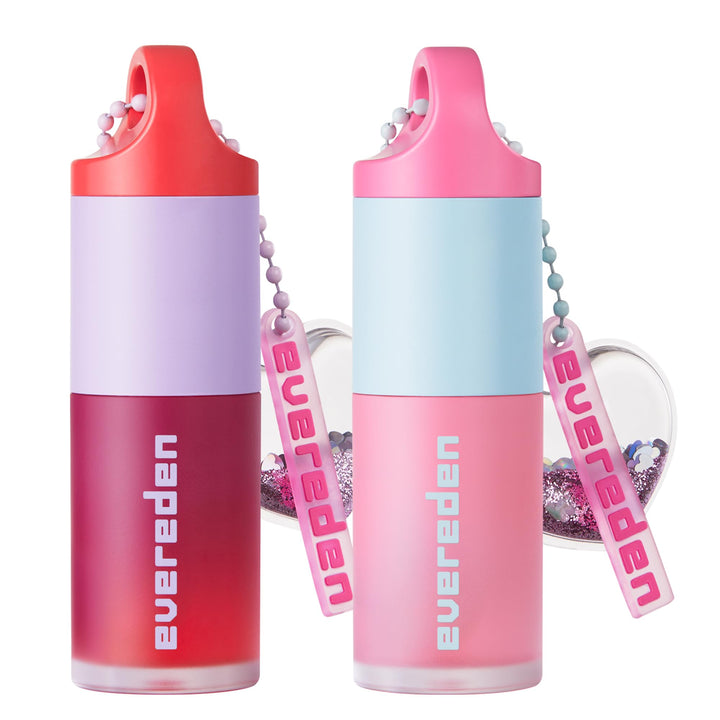 Evereden kit front packaging showing both tinted lip glosses and keychain, promotes safe play