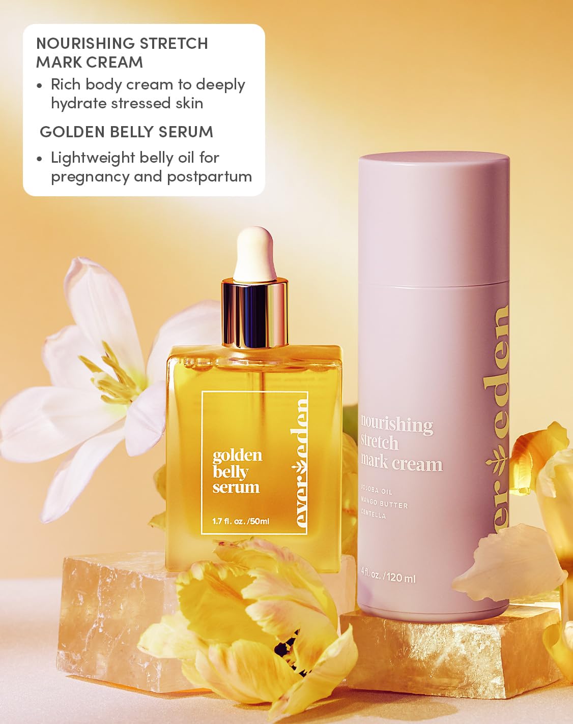 Evereden Golden Belly Oil dropper releasing oil to nourish skin