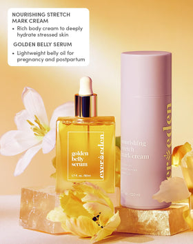 Evereden Golden Belly Oil dropper releasing oil to nourish skin