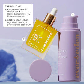Evereden packaging and box illustrating clean, vegan maternity product