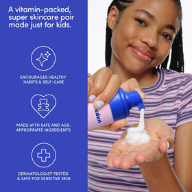 Evereden Happy Face Duo lifestyle shot of a kid washing face showing simple routine benefits