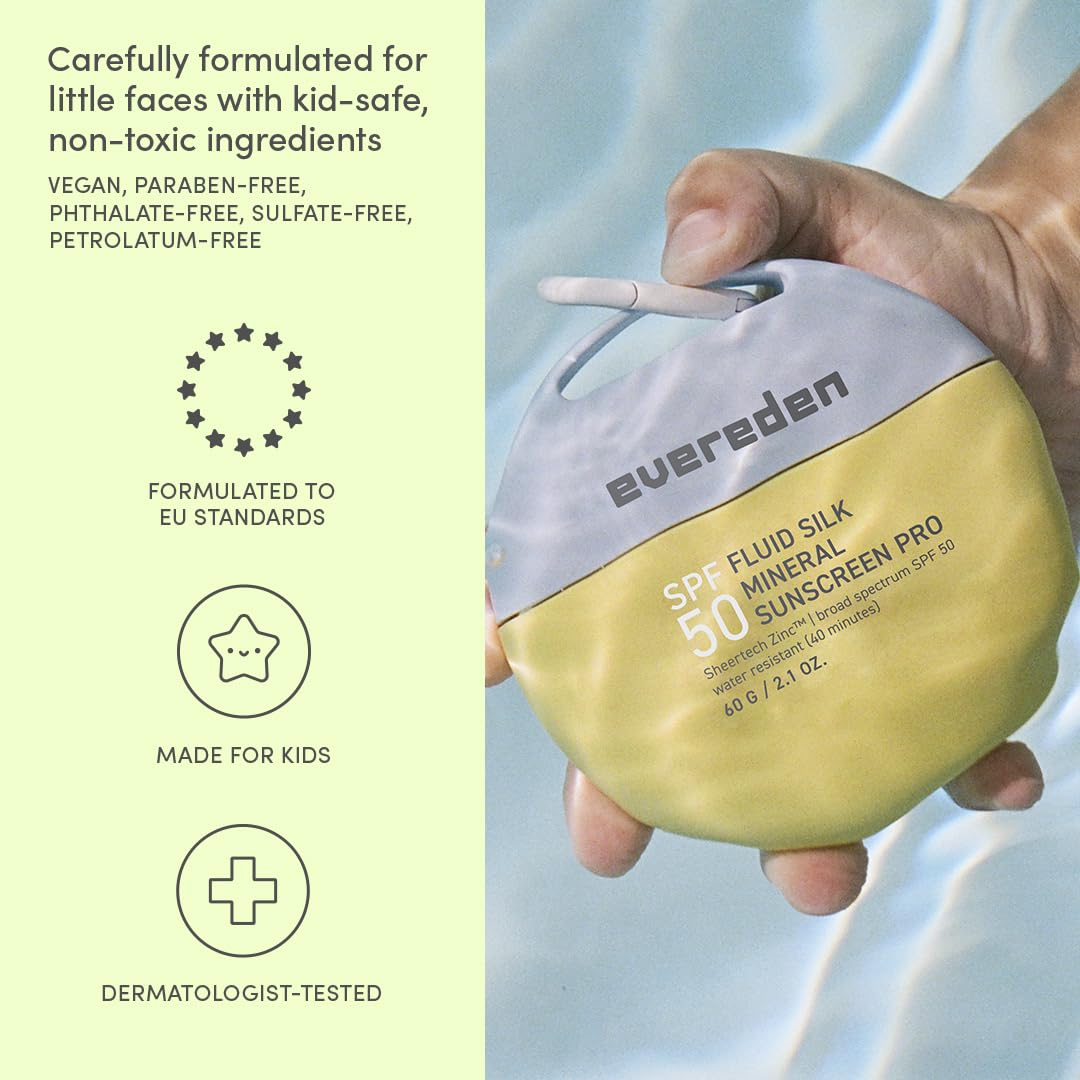 Evereden label close-up showing zinc oxide SPF 50 and ingredient transparency