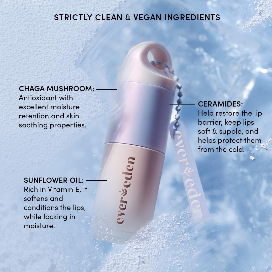 Evereden gloss on model illustrating smooth shiny lips and comfort