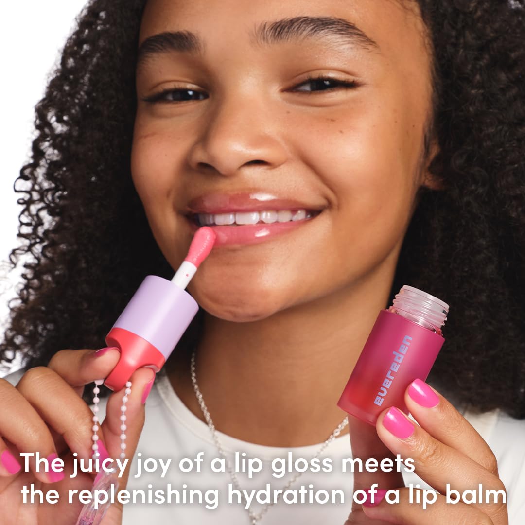 Child wearing Evereden Sakura gloss in lifestyle scene, offering gentle tint and shine