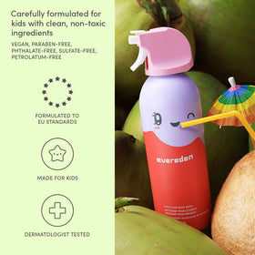 Evereden shampoo being poured into palm illustrating mild cleansing foam